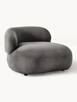 Butacas|Sillones>Westwing Collection Sillón lounge Alba Tejido terciopelado gris oscuro