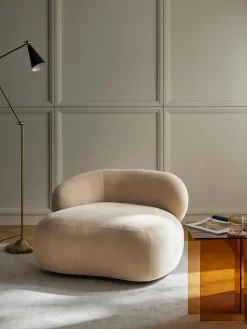 Butacas|Sillones>Westwing Collection Sillón lounge Alba Tejido aterciopelado beige