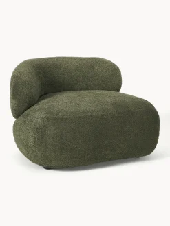 Butacas|Sillones>Westwing Collection Sillón lounge de borreguillo bouclé Alba Borreguillo bouclé verde oscuro