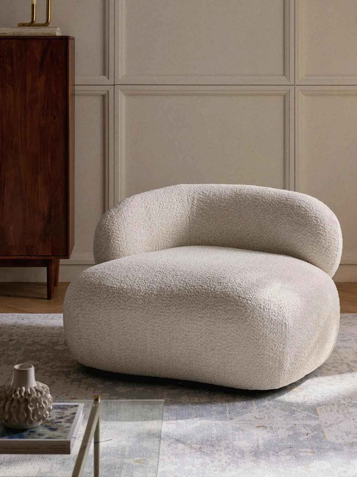 Outlet Sillón lounge de borreguillo bouclé Alba Butacas|Sillones