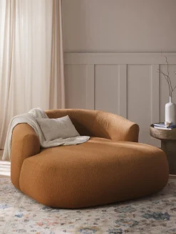 Butacas|Sillones>Westwing Collection Sillón lounge grande en tejido bouclé Sofia Bouclé marrón claro