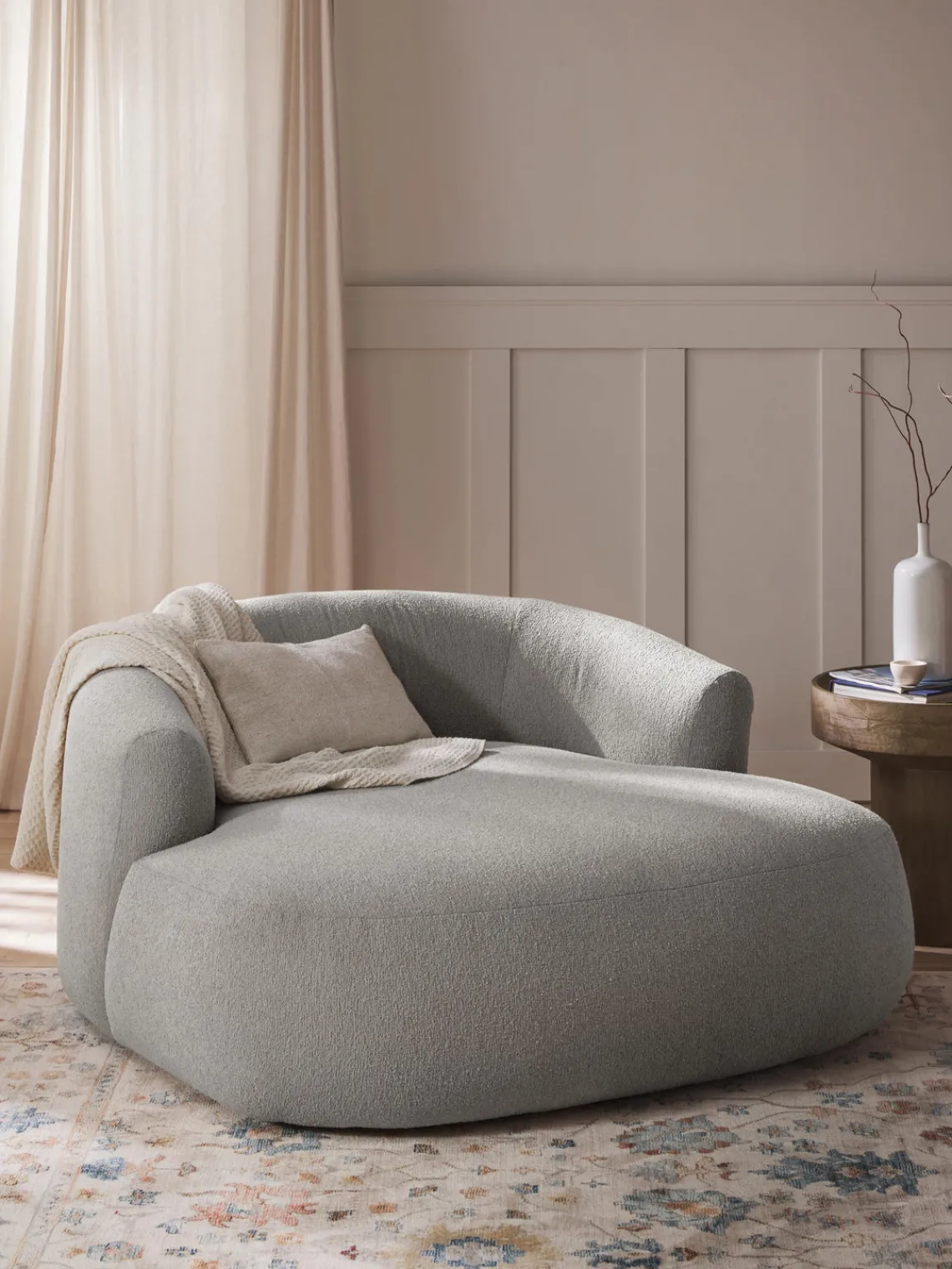 Sale Sillón lounge grande en tejido bouclé Sofia Butacas|Sillones