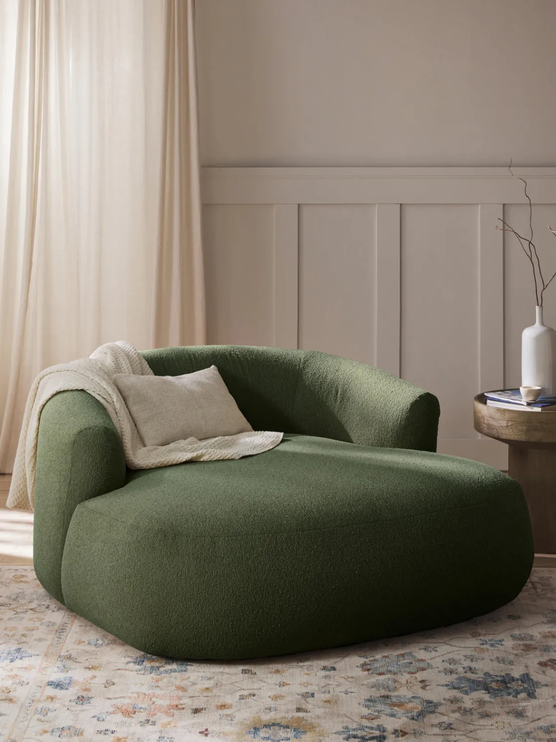 Sillón lounge grande en tejido bouclé Sofia Butacas|Sillones