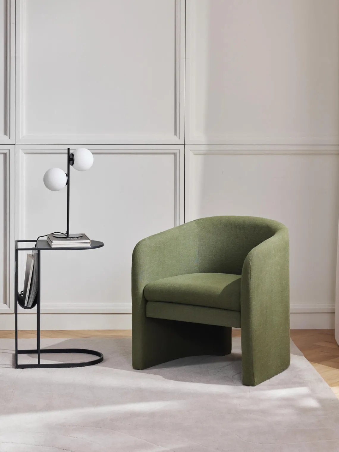 Sillones Pequeños|Sillones>Westwing Collection Sillón Mairo Mezcla de lino verde oscuro