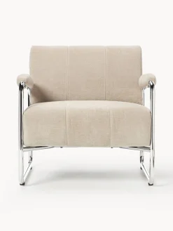 Sillones Pequeños|Sillones></noscript>Westwing Collection Sillón Marcel Chenilla beige claro, plateado