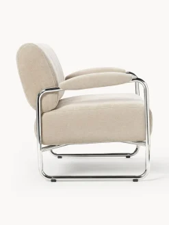 Sillones Pequeños|Sillones></noscript>Westwing Collection Sillón Marcel Chenilla beige claro, plateado