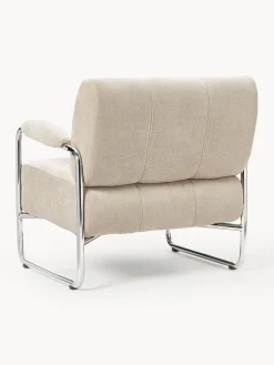 Sillones Pequeños|Sillones></noscript>Westwing Collection Sillón Marcel Chenilla beige claro, plateado
