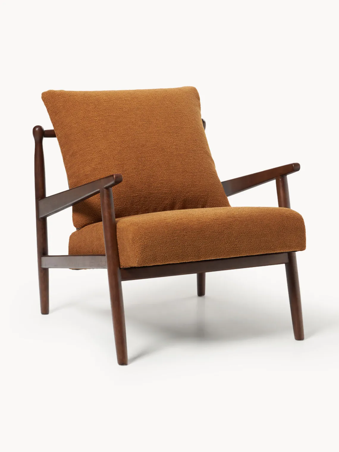 Sillones Pequeños|Sillones>Westwing Collection Sillón Mikkel Tejido marrón claro, madera de caucho lacada