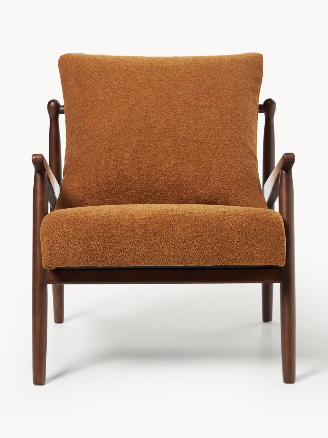 Sillones Pequeños|Sillones>Westwing Collection Sillón Mikkel Tejido marrón claro, madera de caucho lacada