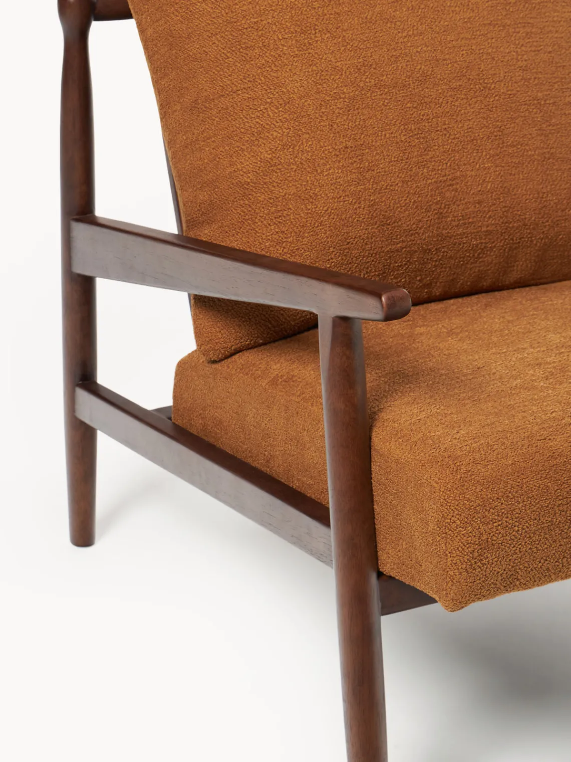 Sillones Pequeños|Sillones>Westwing Collection Sillón Mikkel Tejido marrón claro, madera de caucho lacada