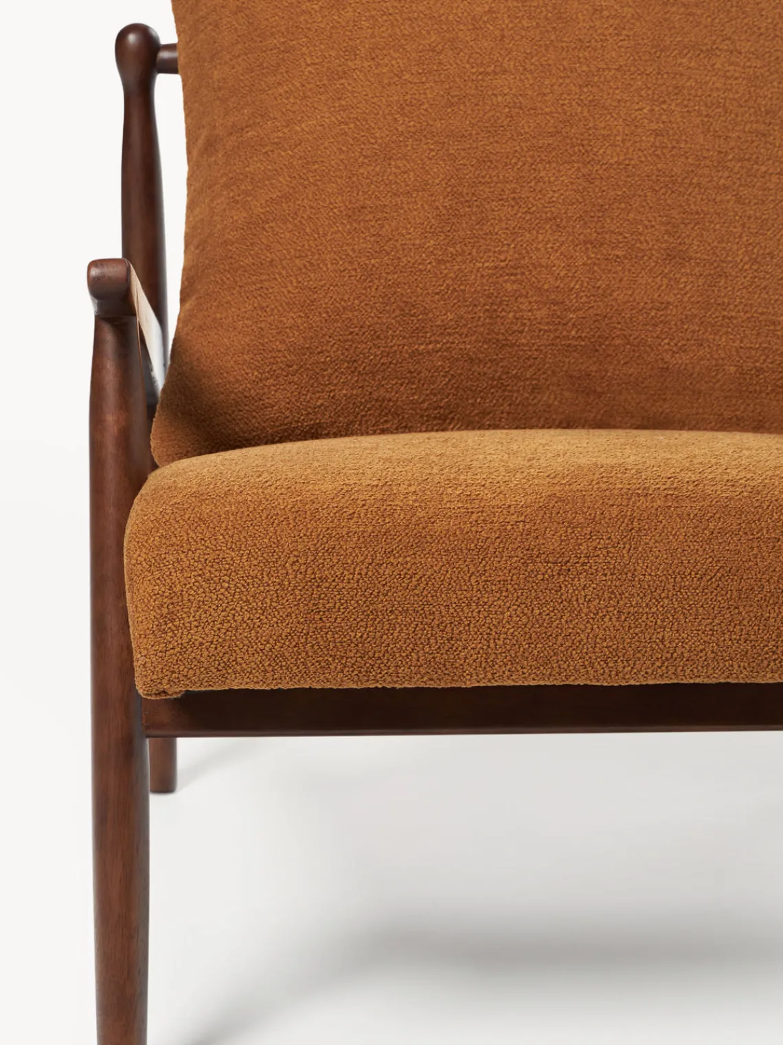 Sillones Pequeños|Sillones>Westwing Collection Sillón Mikkel Tejido marrón claro, madera de caucho lacada