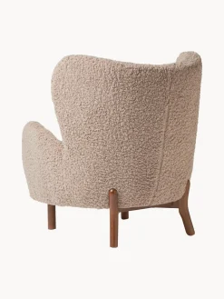 Sillones Orejeros|Sillones></noscript>Westwing Collection Sillón orejero de borreguillo Kalia Borreguillo gris pardo, madera de haya oscura