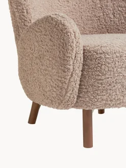 Sillones Orejeros|Sillones></noscript>Westwing Collection Sillón orejero de borreguillo Kalia Borreguillo gris pardo, madera de haya oscura