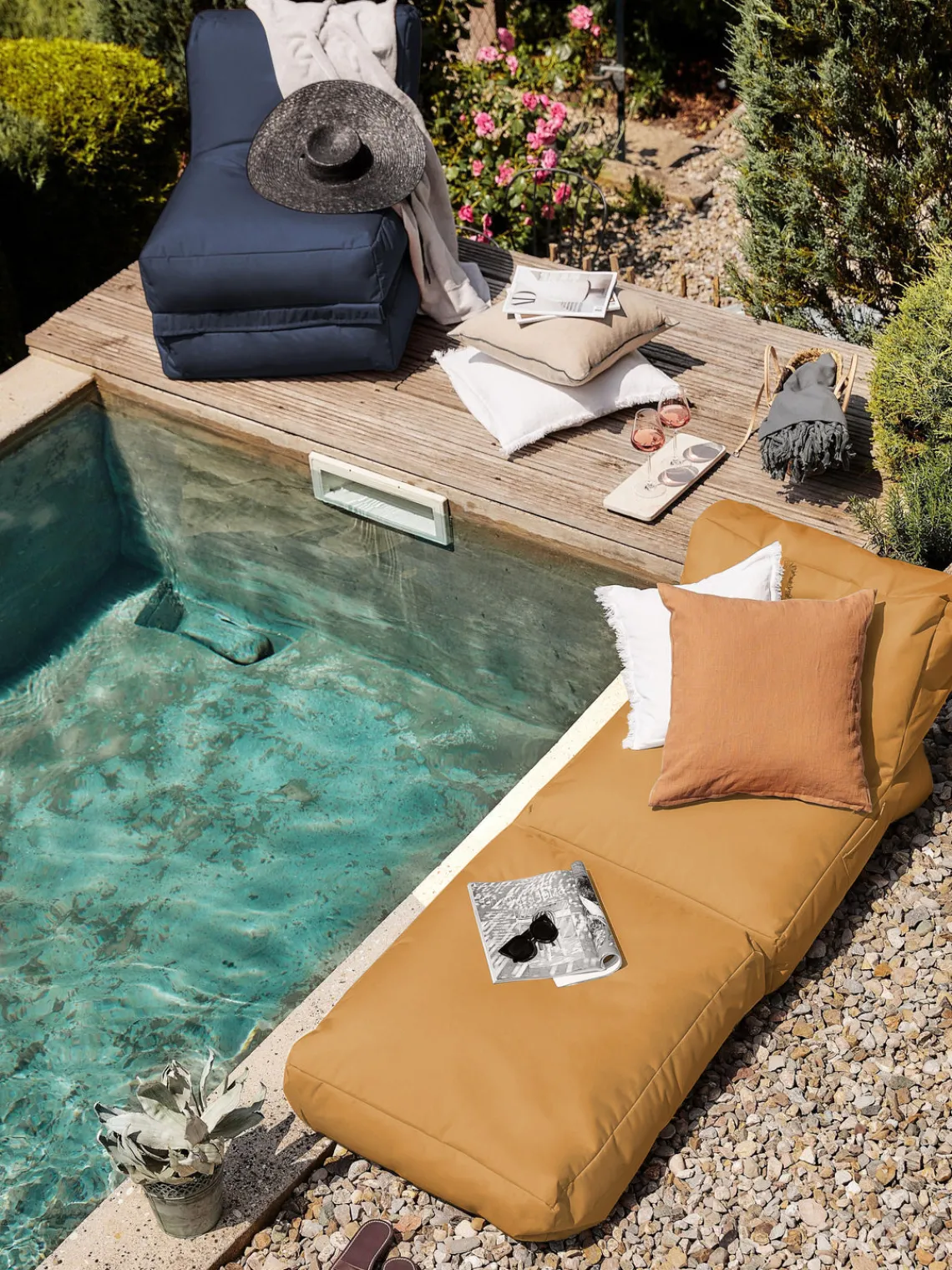 Puf De Exterior|Muebles De Jardín>Magma Sillón para exterior Pop Up, reclinable Tejido ocre