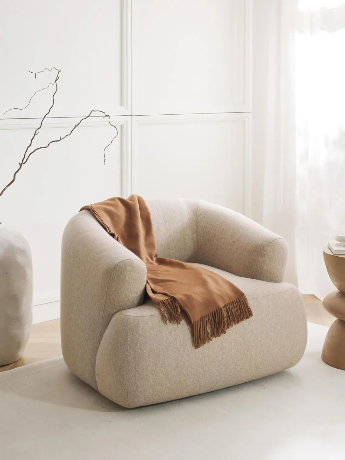 Butacas|Sillones>Westwing Collection Sillón Sofia Tejido grueso beige claro