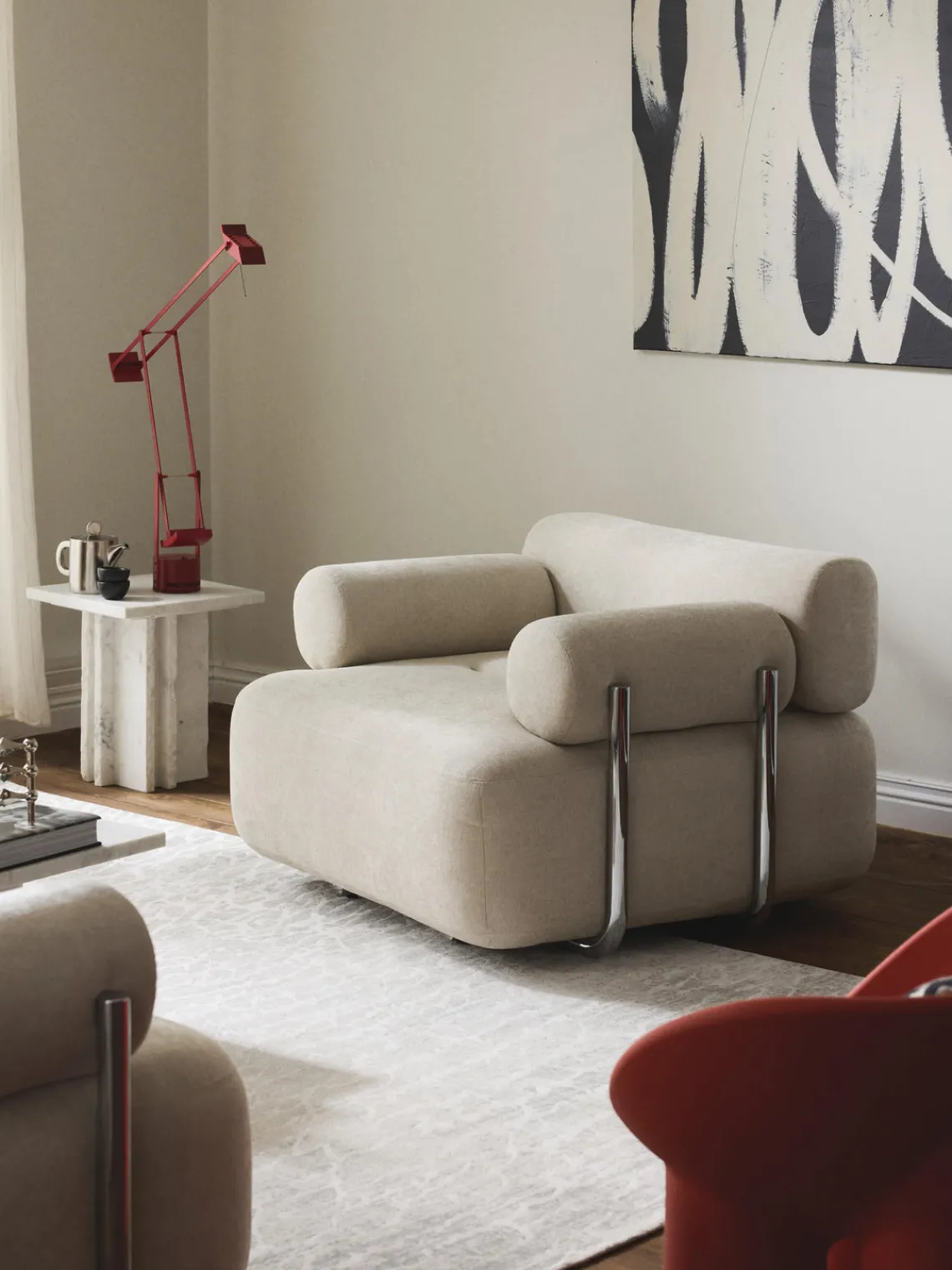 Sillones Pequeños|Sillones>Westwing Collection Sillón Stella Tejido jaspeado blanco Off White