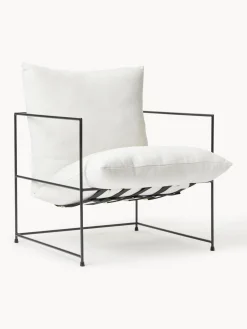 Sillones Pequeños|Sillones>Westwing Collection Sillón tapizado Wayne Mezcla de lino blanco Off White