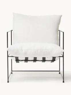 Sillones Pequeños|Sillones></noscript>Westwing Collection Sillón tapizado Wayne Mezcla de lino blanco Off White