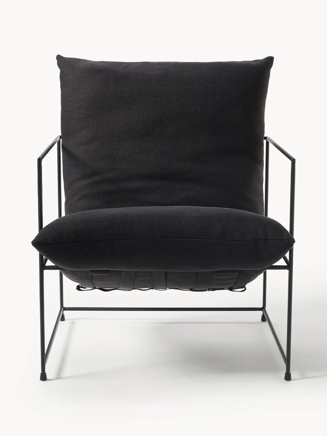 Sillones Pequeños|Sillones>Westwing Collection Sillón tapizado Wayne Mezcla de lino negro