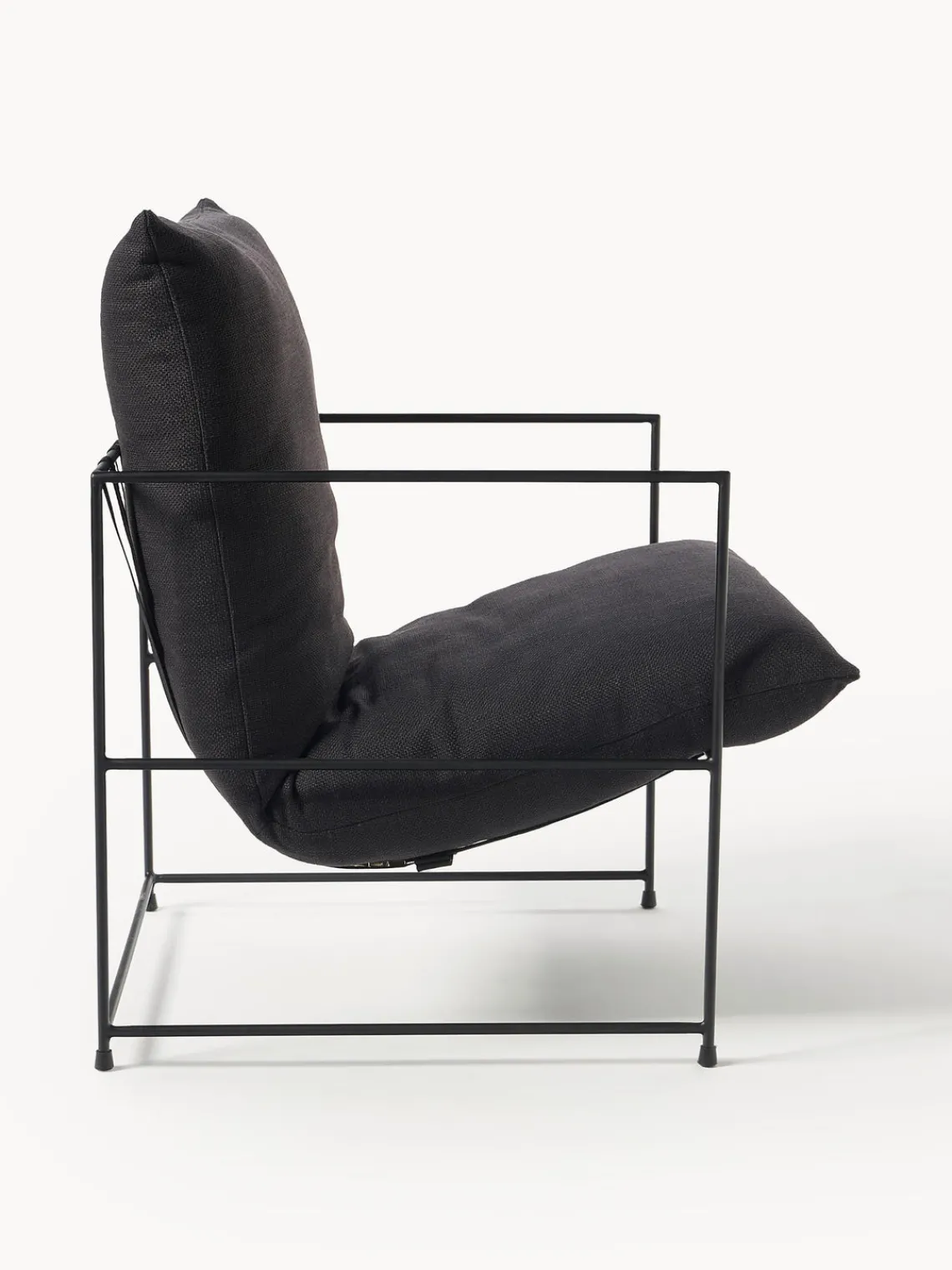 Sillones Pequeños|Sillones>Westwing Collection Sillón tapizado Wayne Mezcla de lino negro