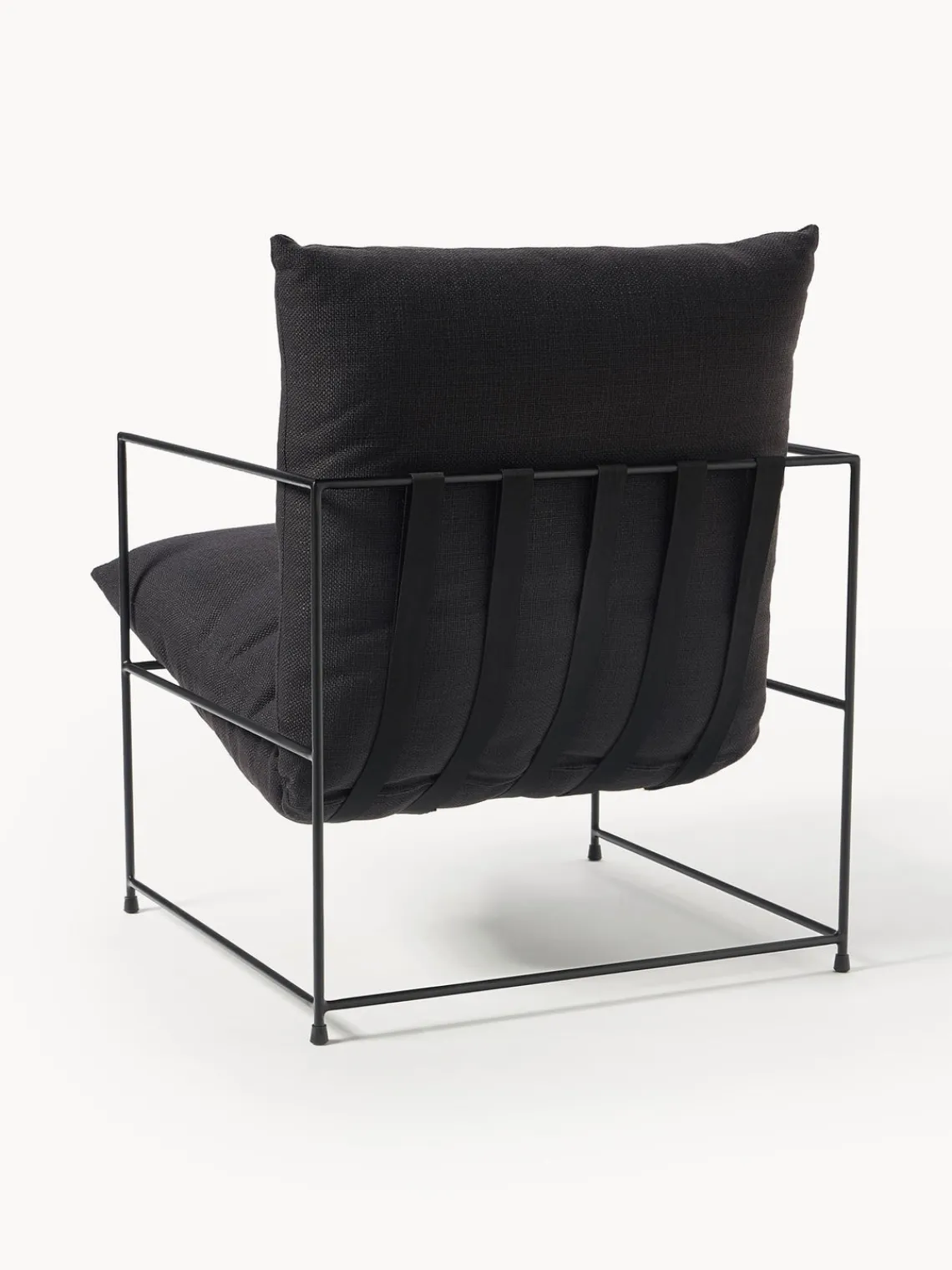 Sillones Pequeños|Sillones>Westwing Collection Sillón tapizado Wayne Mezcla de lino negro