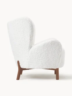 Sillones Orejeros|Sillones></noscript>Westwing Collection Sillón orejero de borreguillo Kalia Borreguillo blanco, madera de haya oscura