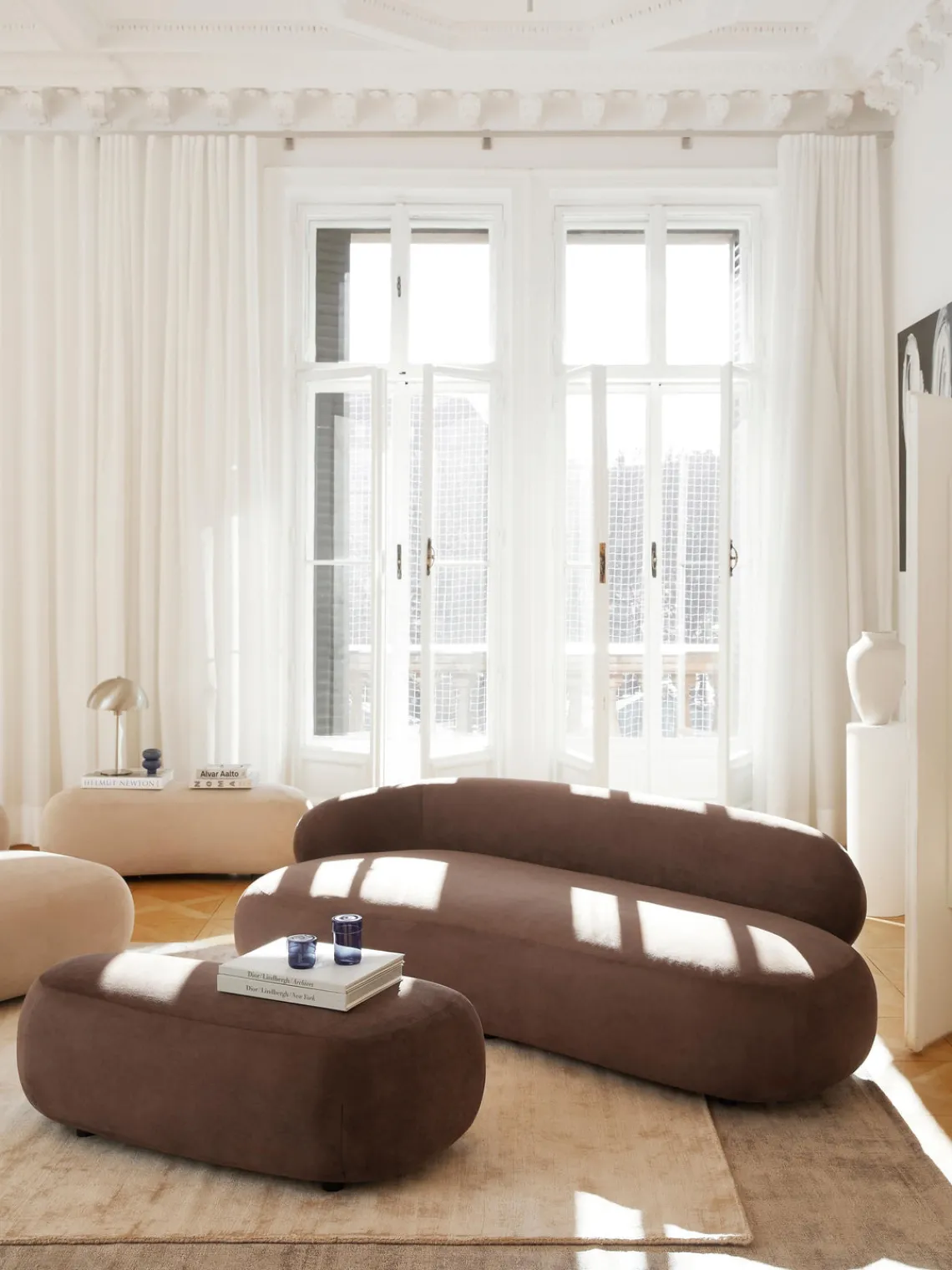 Sofás 3 Plazas|Sofás>Westwing Collection Sofá Alba (3 plazas) Tejido aterciopelado marrón oscuro