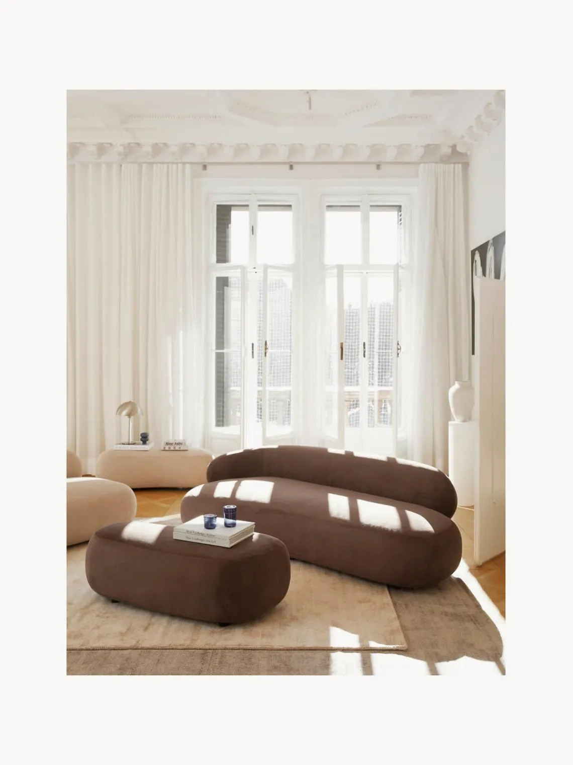 Sofás 3 Plazas|Sofás>Westwing Collection Sofá Alba (3 plazas) Tejido aterciopelado marrón oscuro