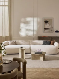 Sofás 3 Plazas|Sofás>Westwing Collection Sofá Alba (4 plazas) Tejido aterciopelado blanco crema