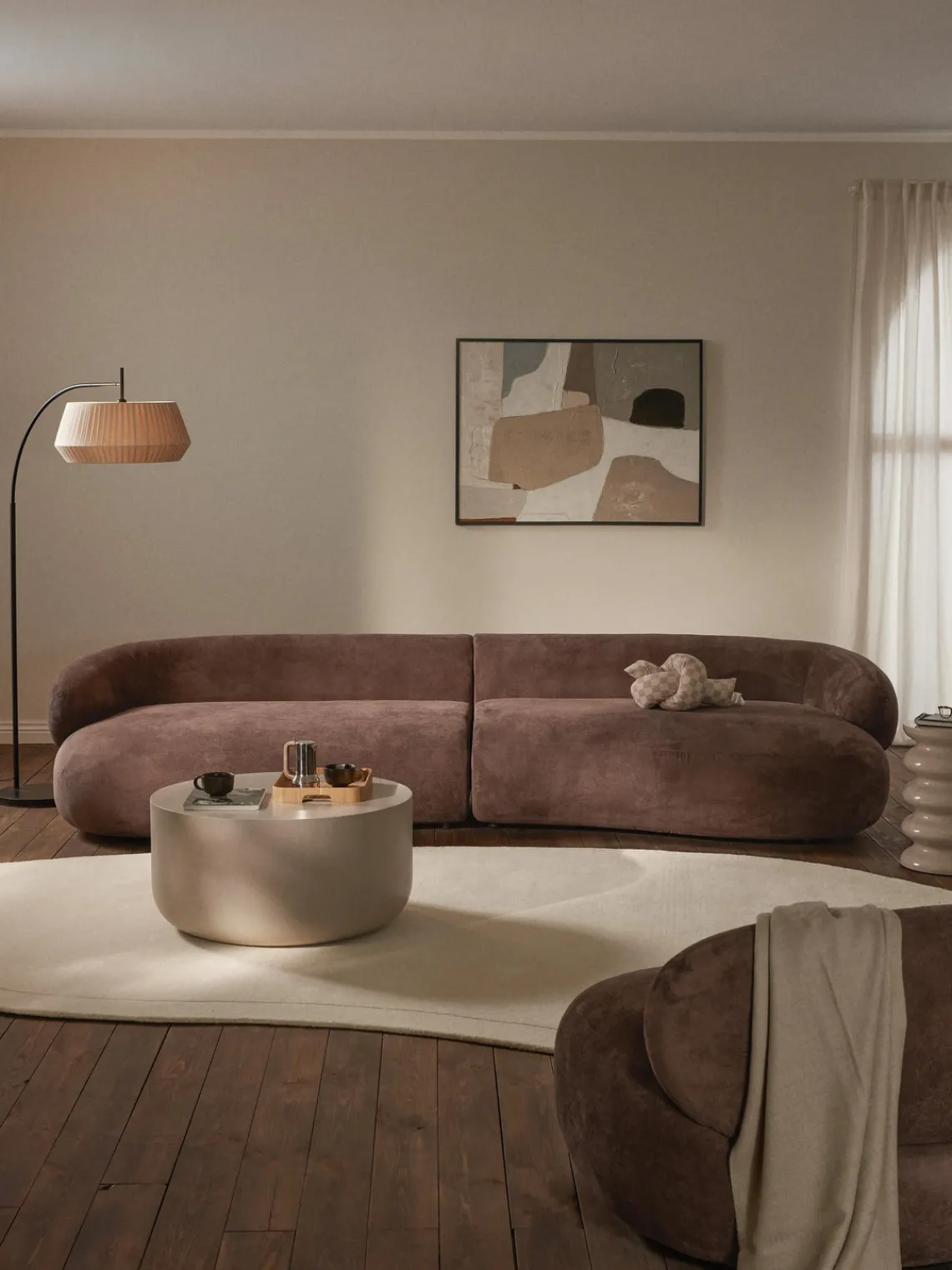 Sofás 3 Plazas|Sofás>Westwing Collection Sofá Alba (4 plazas) Tejido aterciopelado marrón oscuro