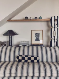 Sofás 3 Plazas|Sofás>HKLIVING Sofá artesanal Nomad (4 plazas) Tejido negro, gris claro