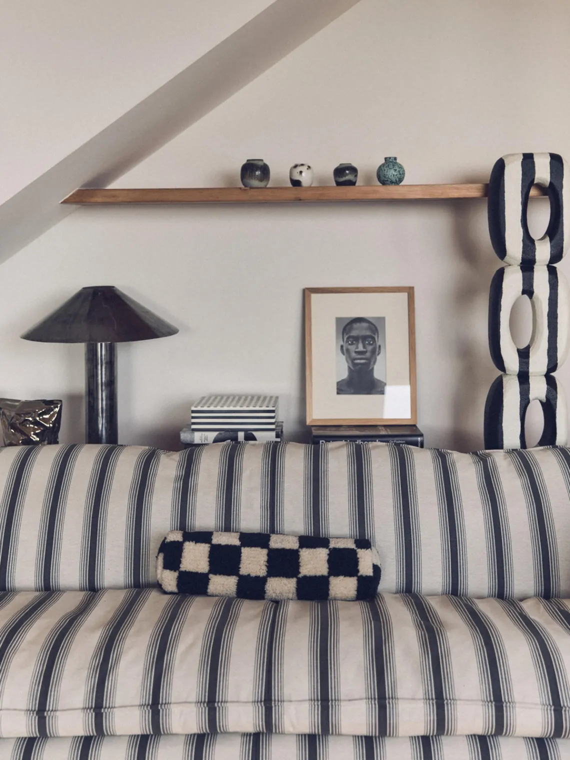 Sofás 3 Plazas|Sofás>HKLIVING Sofá artesanal Nomad (4 plazas) Tejido negro, gris claro