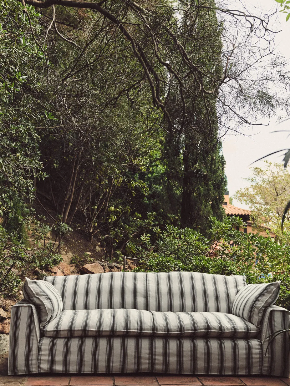 Sofás 3 Plazas|Sofás>HKLIVING Sofá artesanal Nomad (4 plazas) Tejido negro, gris claro