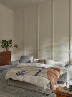 Sofás Cama|Sofás>Westwing Collection Sofá cama con colchón Cucita (3 plazas) Tejido gris