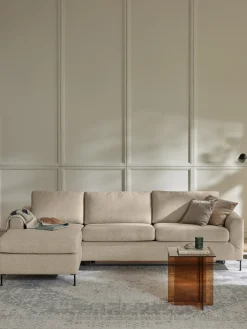 Sofás Cama|Sofás>Westwing Collection Sofá cama con colchón Cucita (3 plazas) Tejido grueso beige