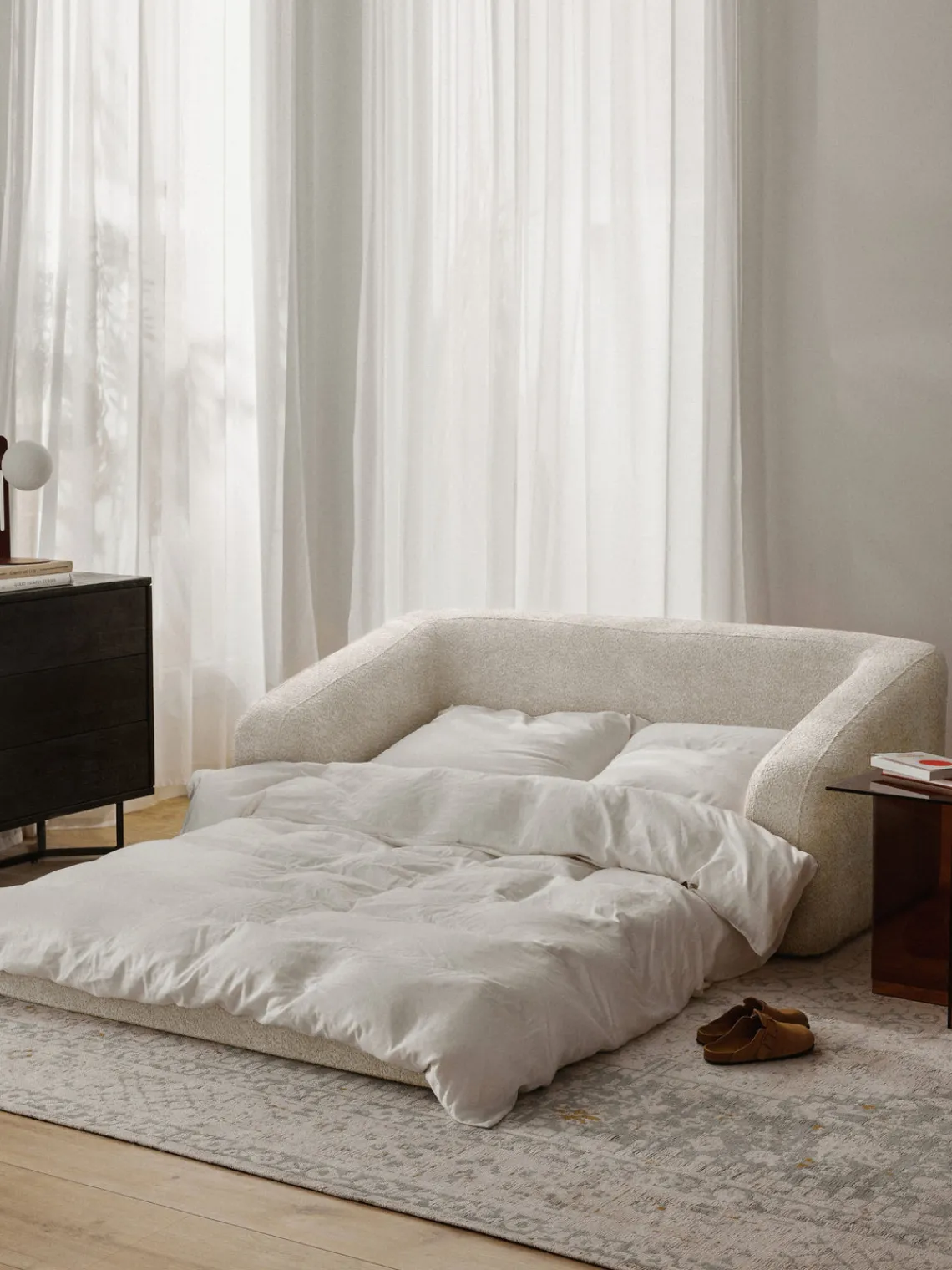 New Sofá cama de borreguillo bouclé Eliot (2 plazas) Sofás Cama|Sofás