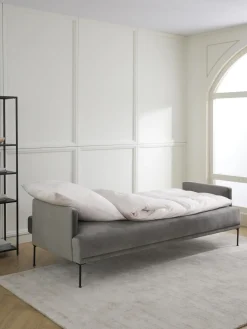 Sofás Cama|Sofás>Westwing Collection Sofá cama de terciopelo Fluente (3 plazas) Terciopelo gris