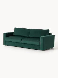 Sofás Cama|Sofás></noscript>Westwing Collection Sofá cama de terciopelo Tasha (3 plazas), con espacio de almacenamiento Terciopelo verde oscuro