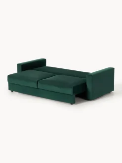 Sofás Cama|Sofás></noscript>Westwing Collection Sofá cama de terciopelo Tasha (3 plazas), con espacio de almacenamiento Terciopelo verde oscuro