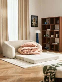 Sofás Cama|Sofás>Westwing Collection Sofá cama Eliot (2 plazas) Tejido blanco crema