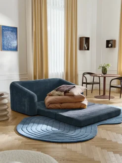 Sofás Cama|Sofás>Westwing Collection Sofá cama Eliot (2 plazas) Tejido azul oscuro, suave