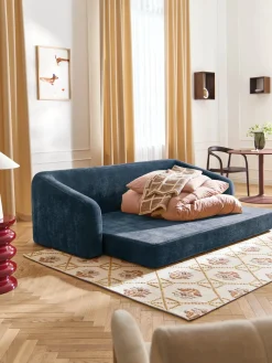 Sofás Cama|Sofás>Westwing Collection Sofá cama Eliot (3 plazas) Tejido azul oscuro, suave