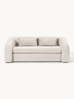 Sofás Cama|Sofás>Westwing Collection Sofá cama Eliot (2 plazas) Tejido aterciopelado blanco crema