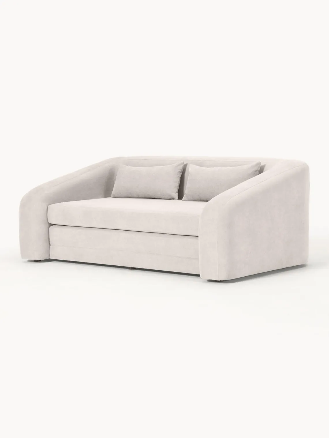 Sofás Cama|Sofás>Westwing Collection Sofá cama Eliot (2 plazas) Tejido aterciopelado blanco crema