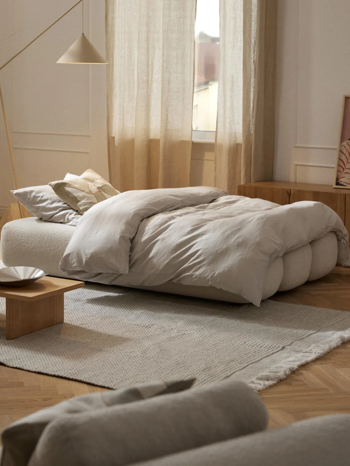 Sofás Cama|Sofás>Westwing Collection Sofá cama en borreguillo Caterpillar (3 plazas) Borreguillo beige