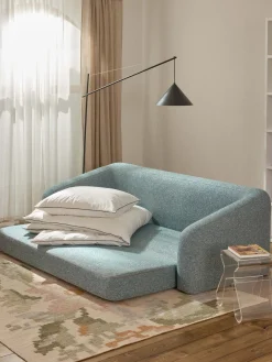 Sofás Cama|Sofás>Westwing Collection Sofá cama en tejido bouclé Eliot (3 plazas) Bouclé azul