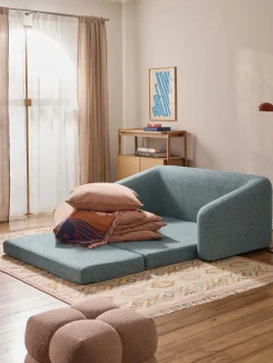 Sofás Cama|Sofás>Westwing Collection Sofá cama en tejido bouclé Eliot (2 plazas) Bouclé azul