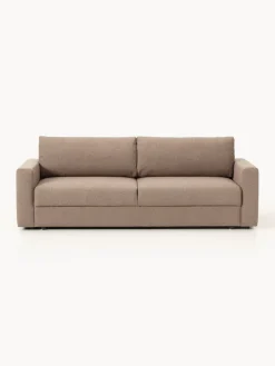 Sofás Cama|Sofás>Westwing Collection Sofá cama en tejido bouclé Tasha (3 plazas), con espacio de almacenamiento Bouclé taupe