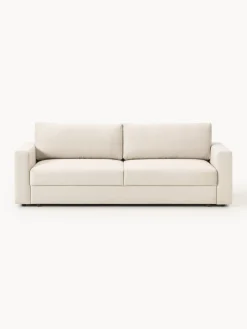 Sofás Cama|Sofás>Westwing Collection Sofá cama en tejido bouclé Tasha (3 plazas), con espacio de almacenamiento Bouclé beige claro