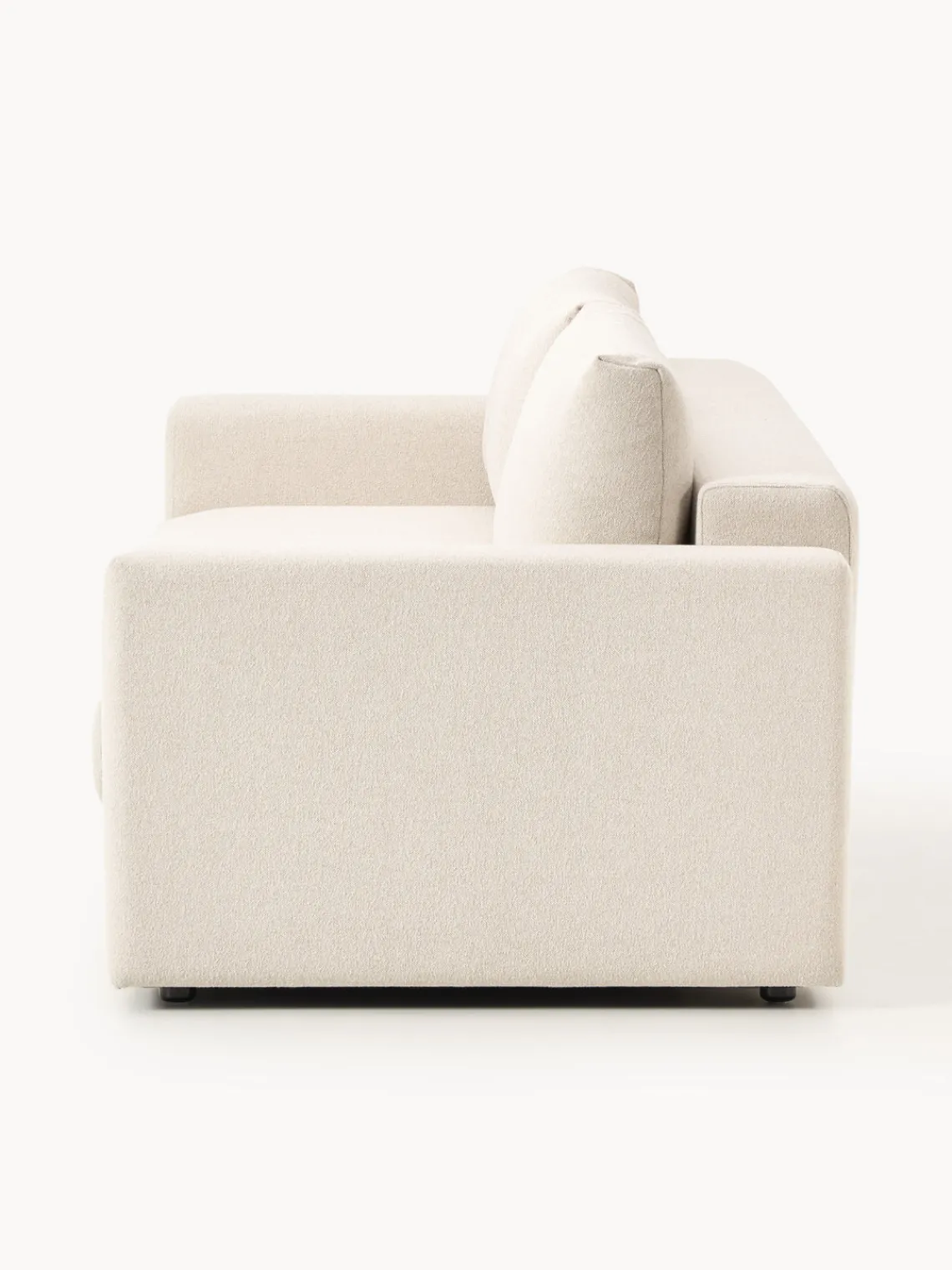 Sofás Cama|Sofás>Westwing Collection Sofá cama en tejido bouclé Tasha (3 plazas), con espacio de almacenamiento Bouclé beige claro